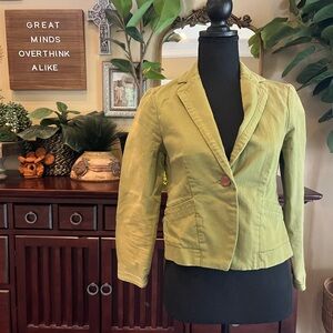 Anthropologie Cartonnier Green Denim Blazer Sz 0 petite